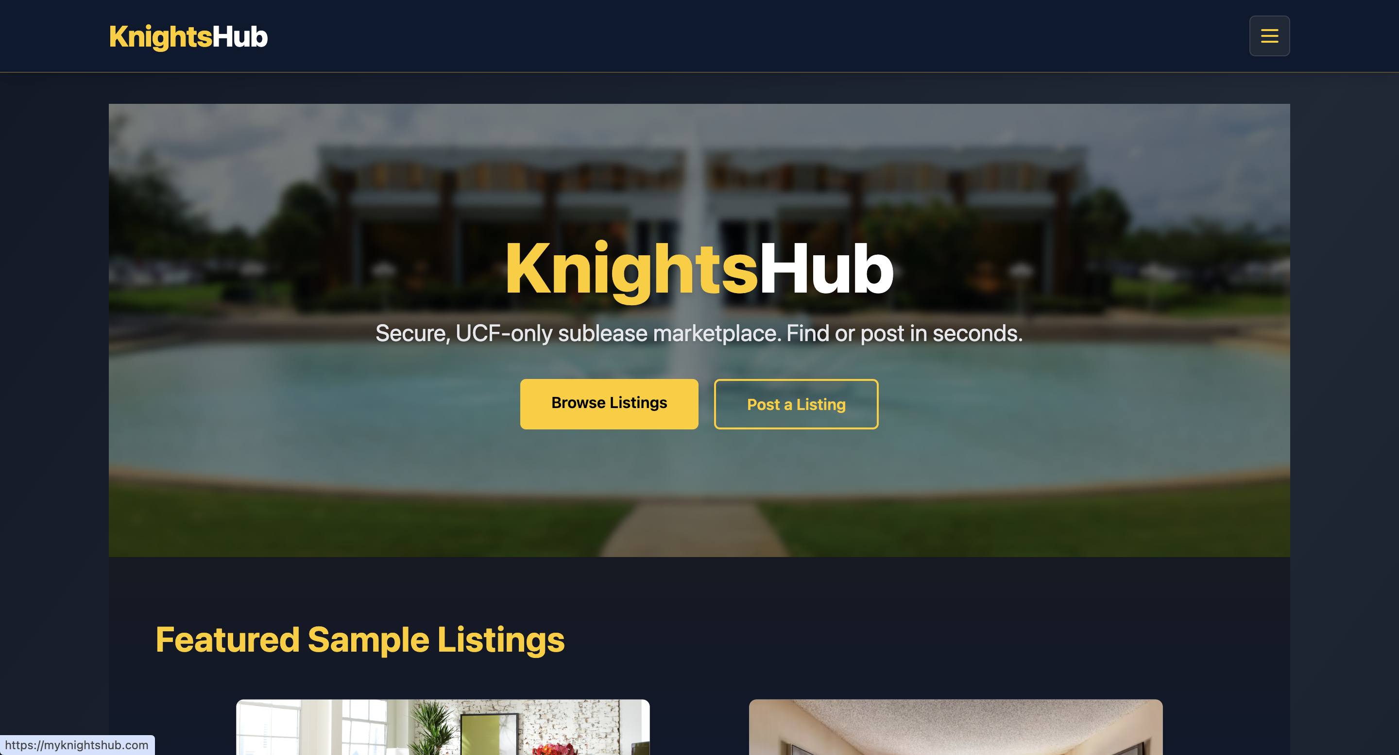 KnightsHub Homepage Screenshot